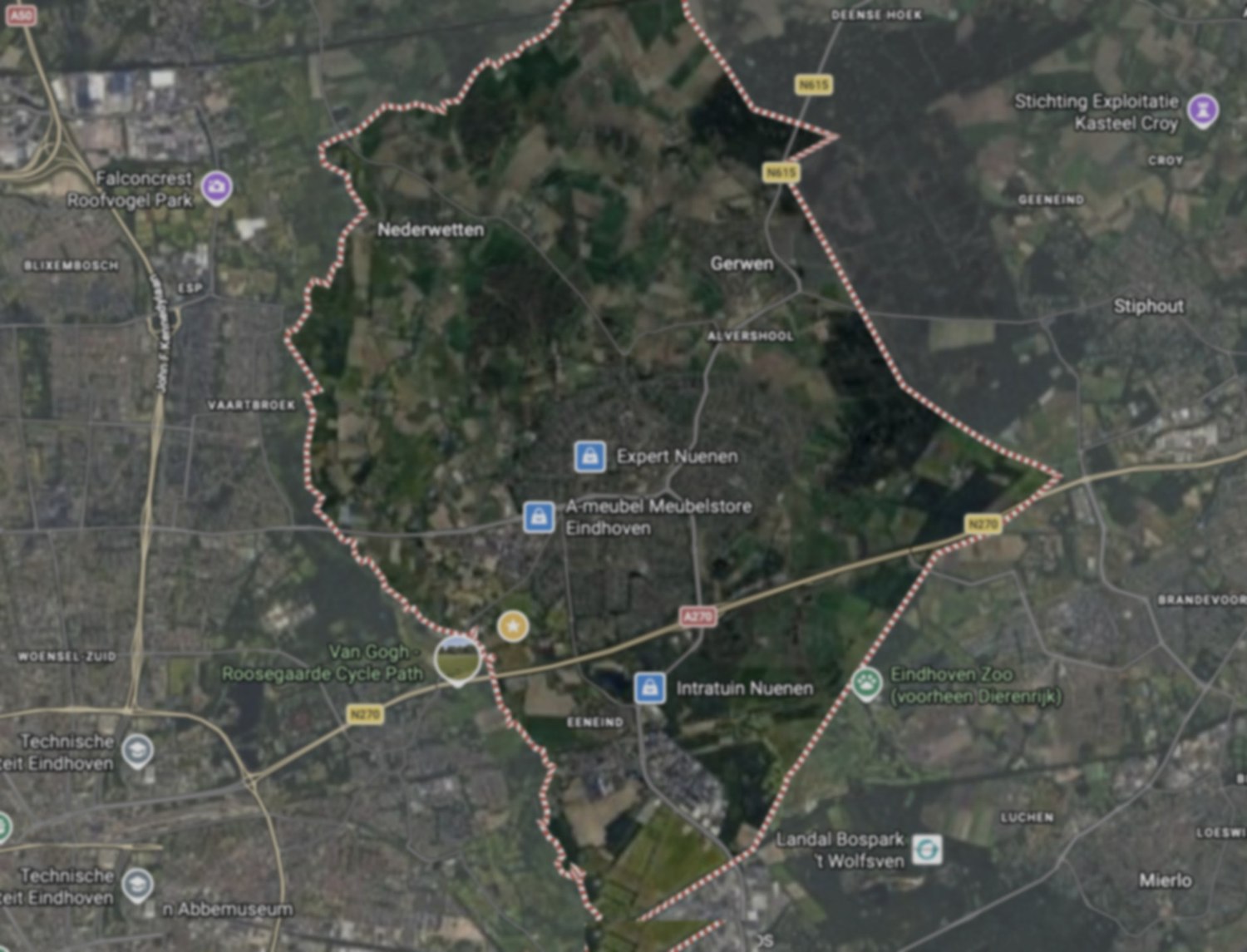 Satellietkaart van Nuenen en omgeving